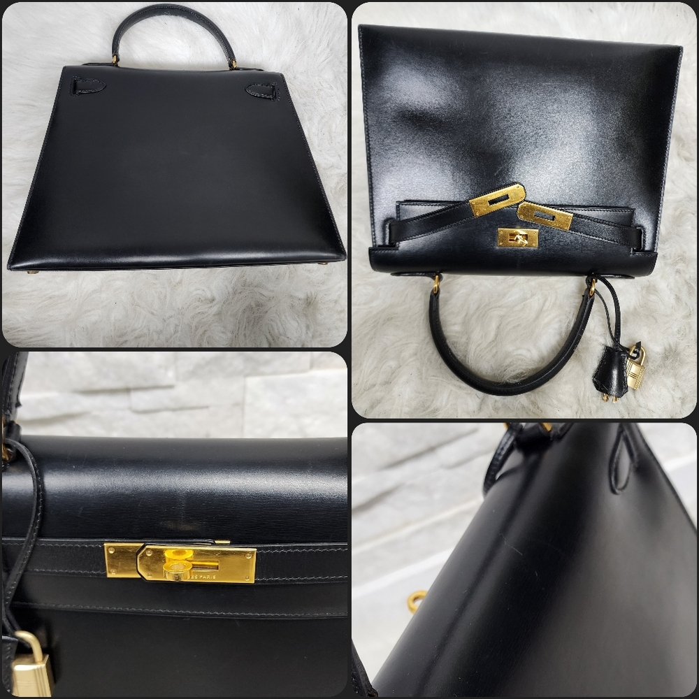 Hermès Kelly 28 in Black Box Leather with Gold Hardware - Picture 9 of 17